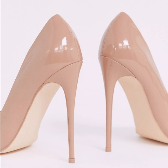 ASOS DESIGN Penelope Stiletto Pumps in Beige Patent - Picture 13 of 15